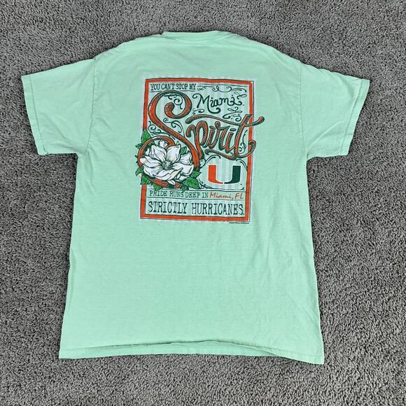 Miami Hurricanes Shirt Mens Medium Green Orange Spirit Pride Runs Deep READ - Picture 1 of 13